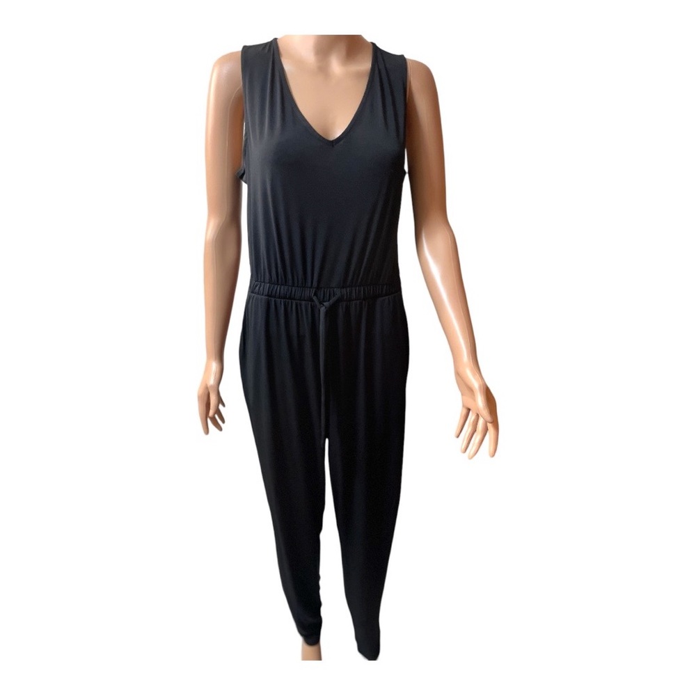 Metaphor - Black Jumpsuit with Tie Back Detail and Lots of Stretch, Size: Medium